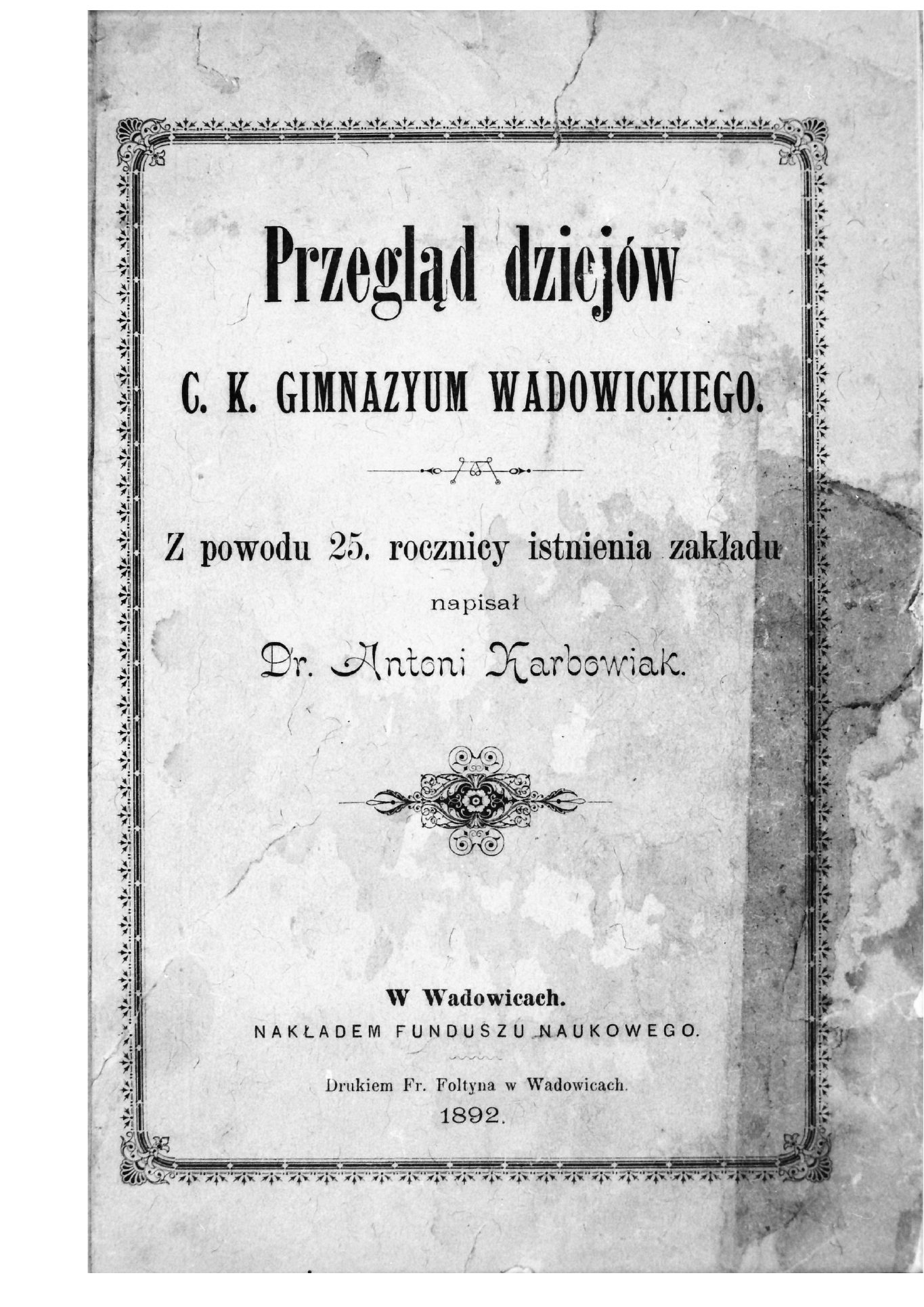 A.Karbowiak Dzieje Gimnazjum — strona 1