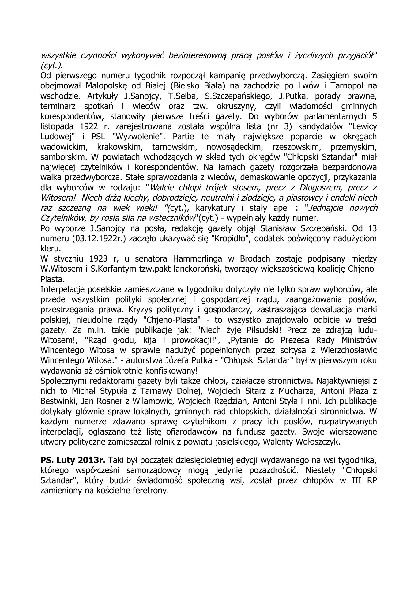 Chlopski Sztandar. Z.Jurczak 1986. — strona 2