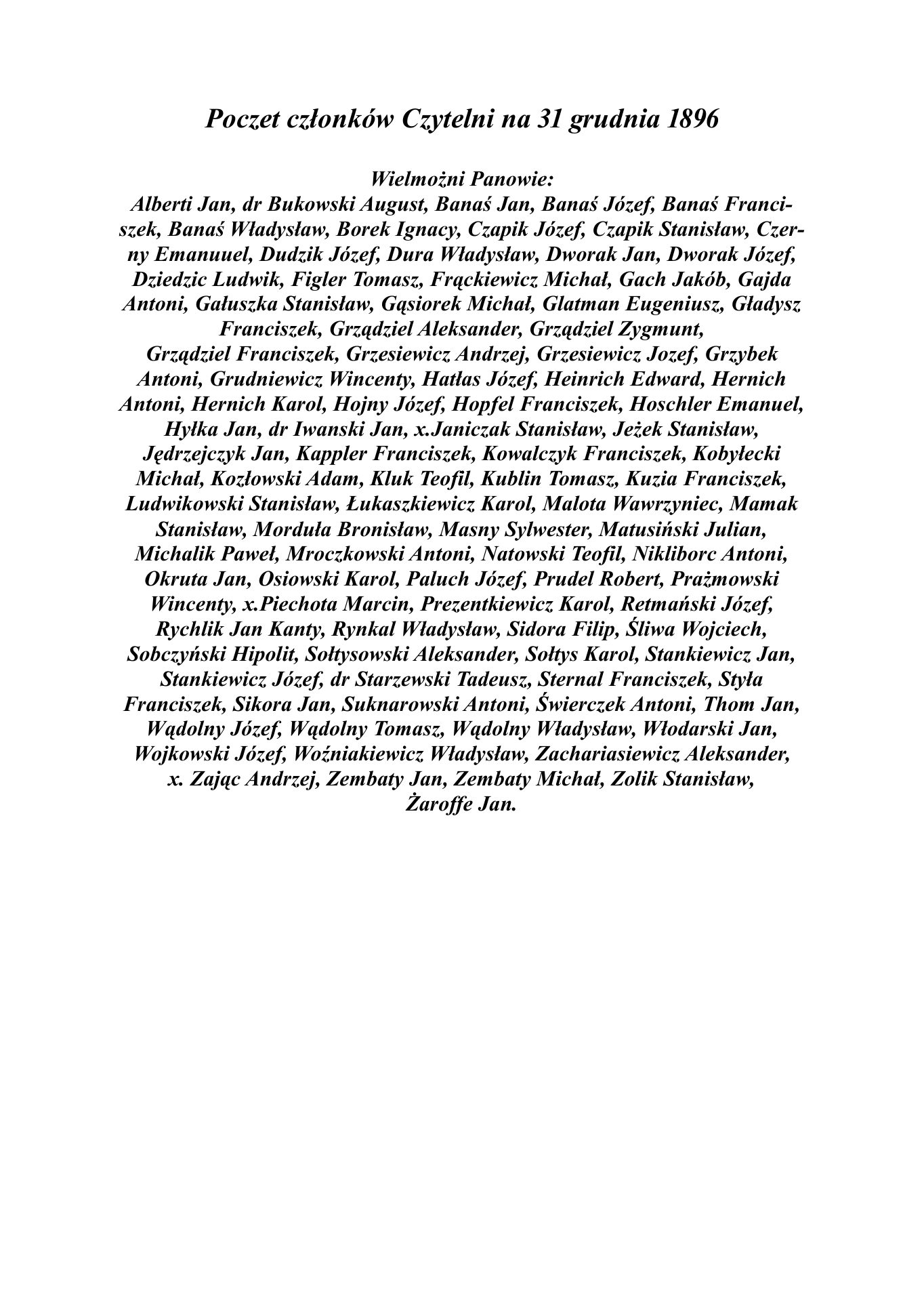 Czytelnia Członkowie 1896 — strona 1