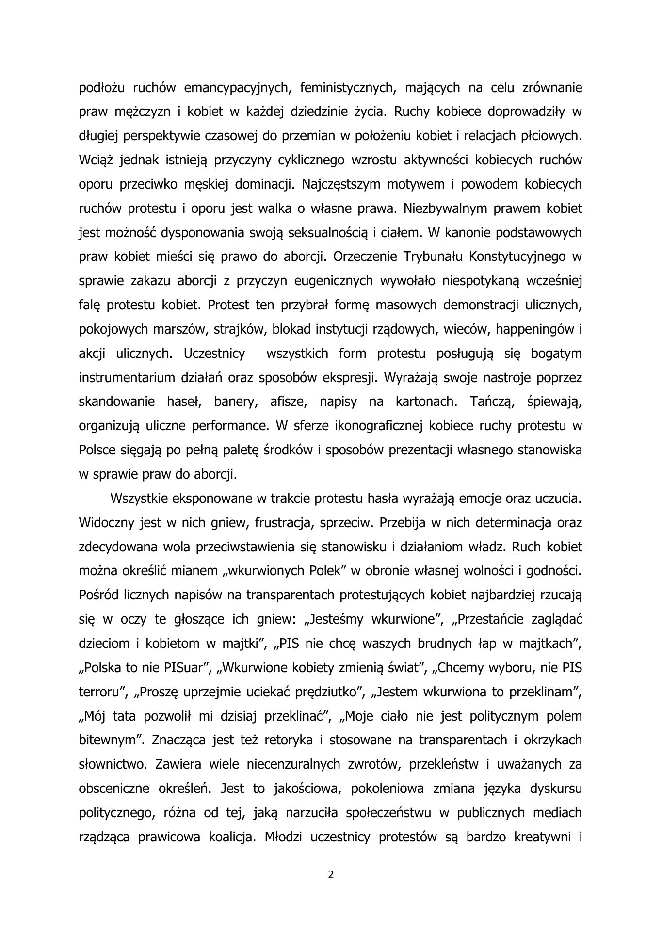 Kobiece ruchy protestu. T.Paleczny. 2021. — strona 2