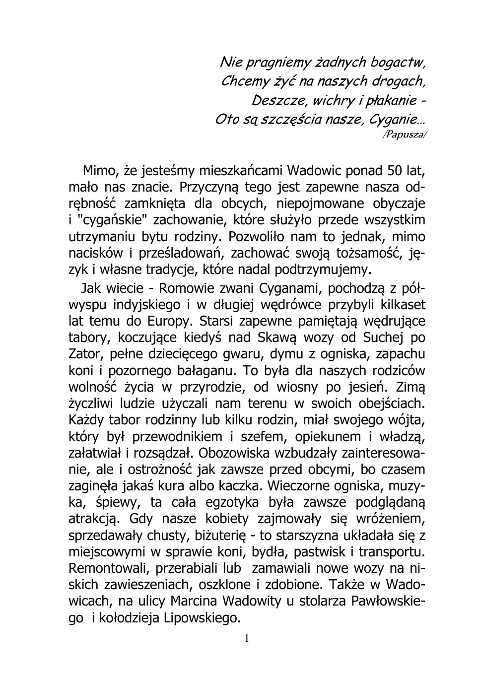 Romowie z Wadowic — strona 1