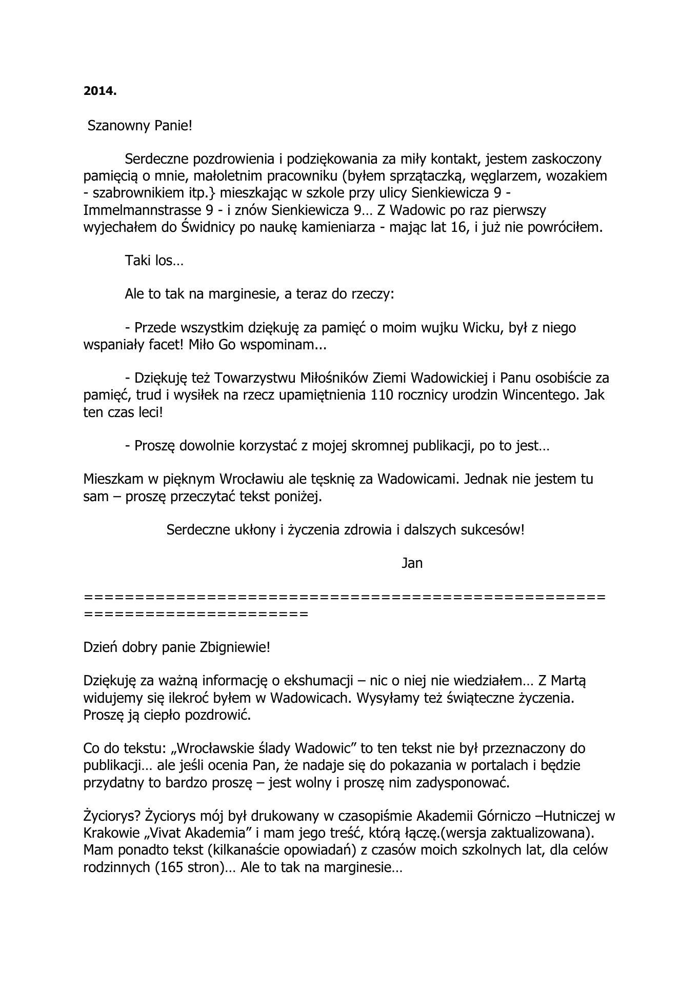 Wroclawskie slady Wadowic. J.I.Korzeniowski. — strona 3