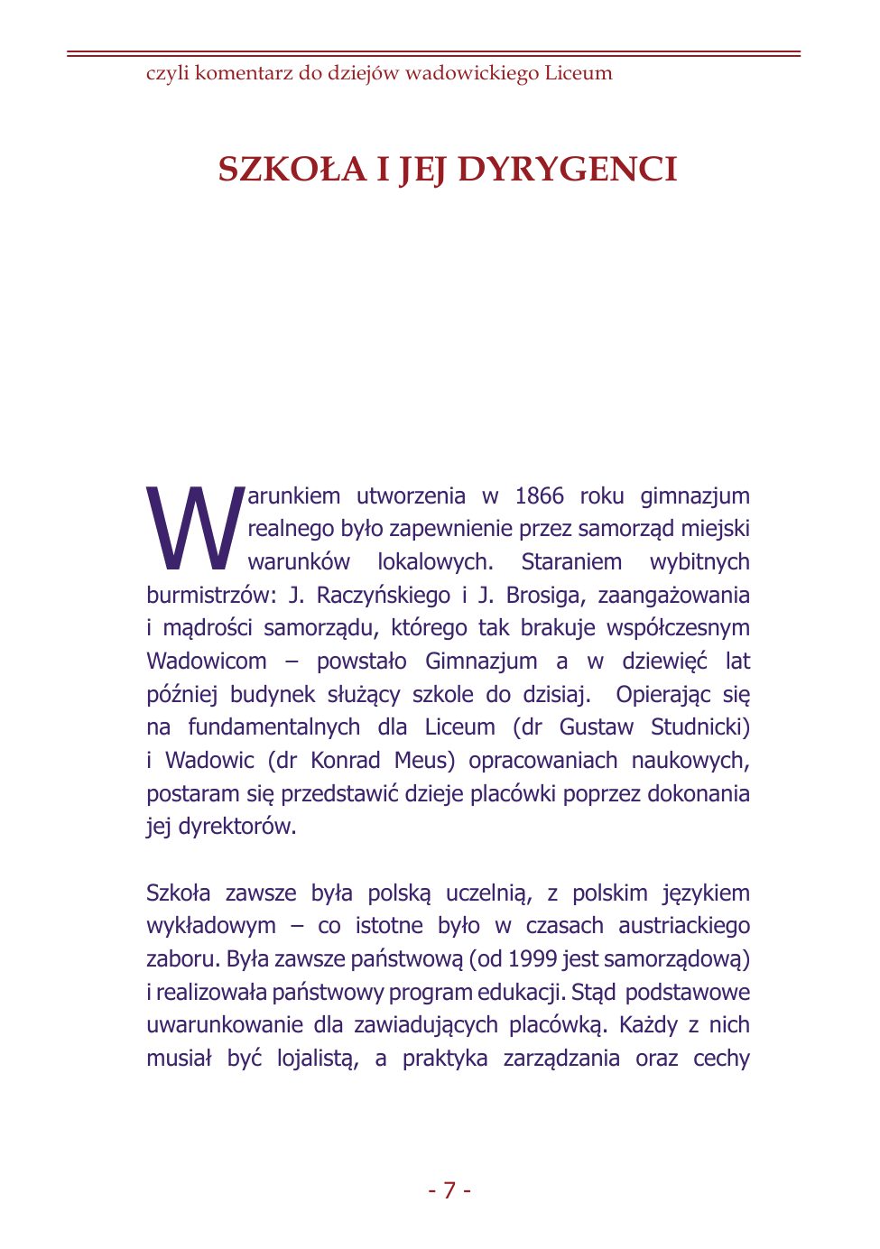 Z.Jurczak. Komentarz do dziejow szkoly. — strona 5