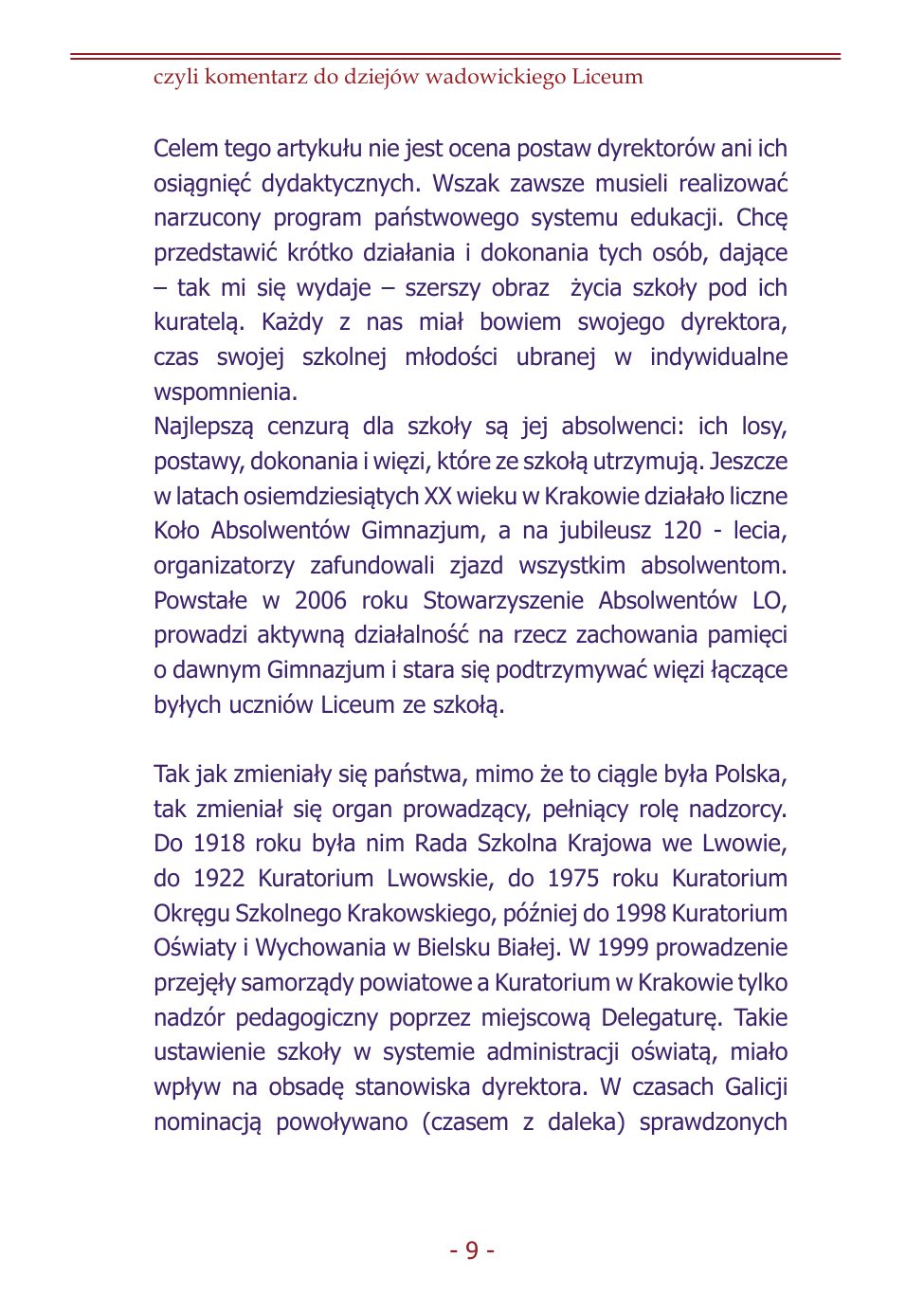 Z.Jurczak. Komentarz do dziejow szkoly. — strona 7