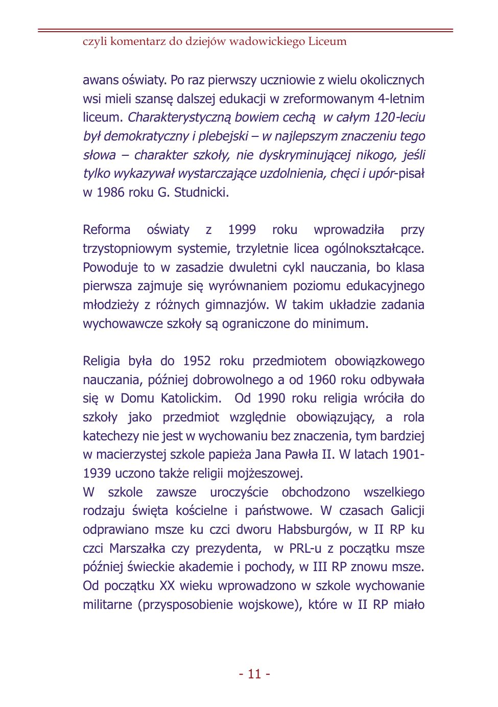 Z.Jurczak. Komentarz do dziejow szkoly. — strona 9