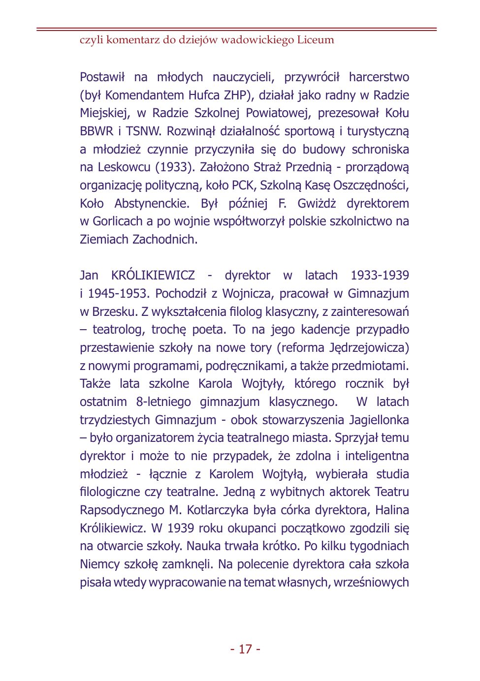 Z.Jurczak. Komentarz do dziejow szkoly. — strona 15