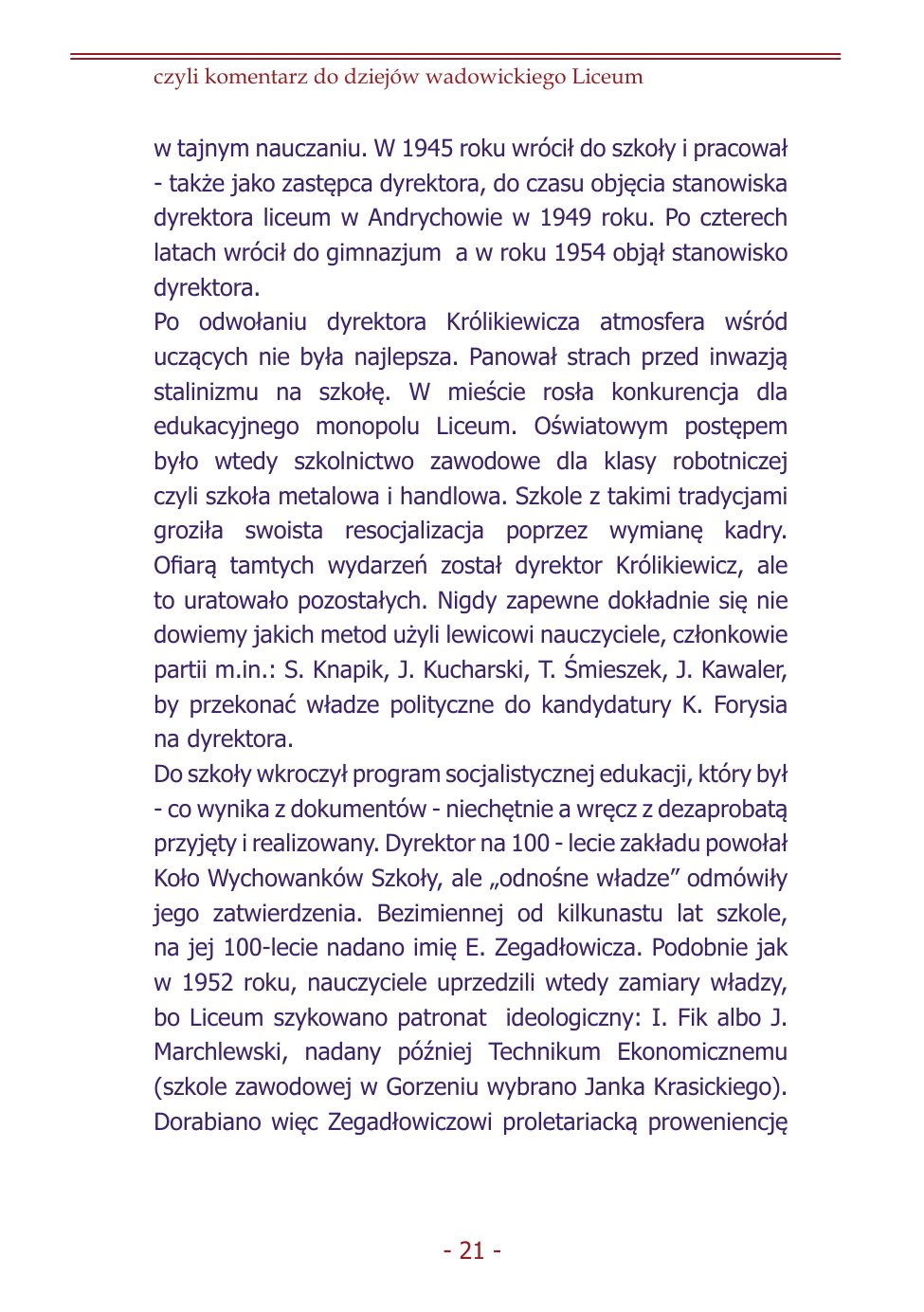 Z.Jurczak. Komentarz do dziejow szkoly. — strona 19