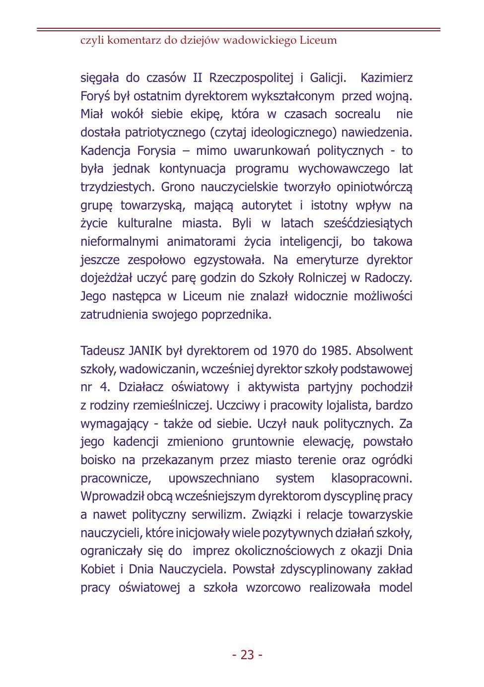Z.Jurczak. Komentarz do dziejow szkoly. — strona 21
