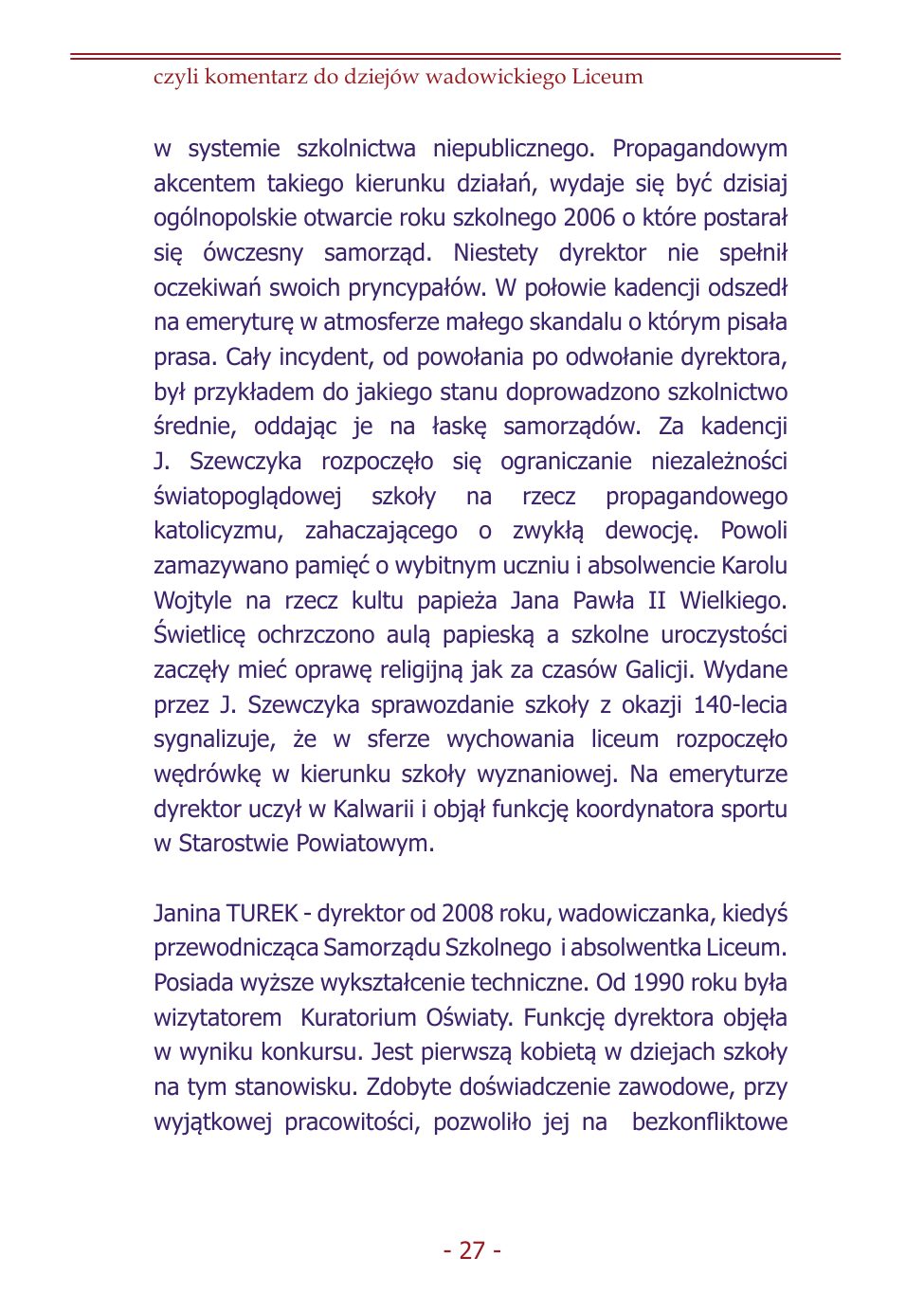 Z.Jurczak. Komentarz do dziejow szkoly. — strona 25