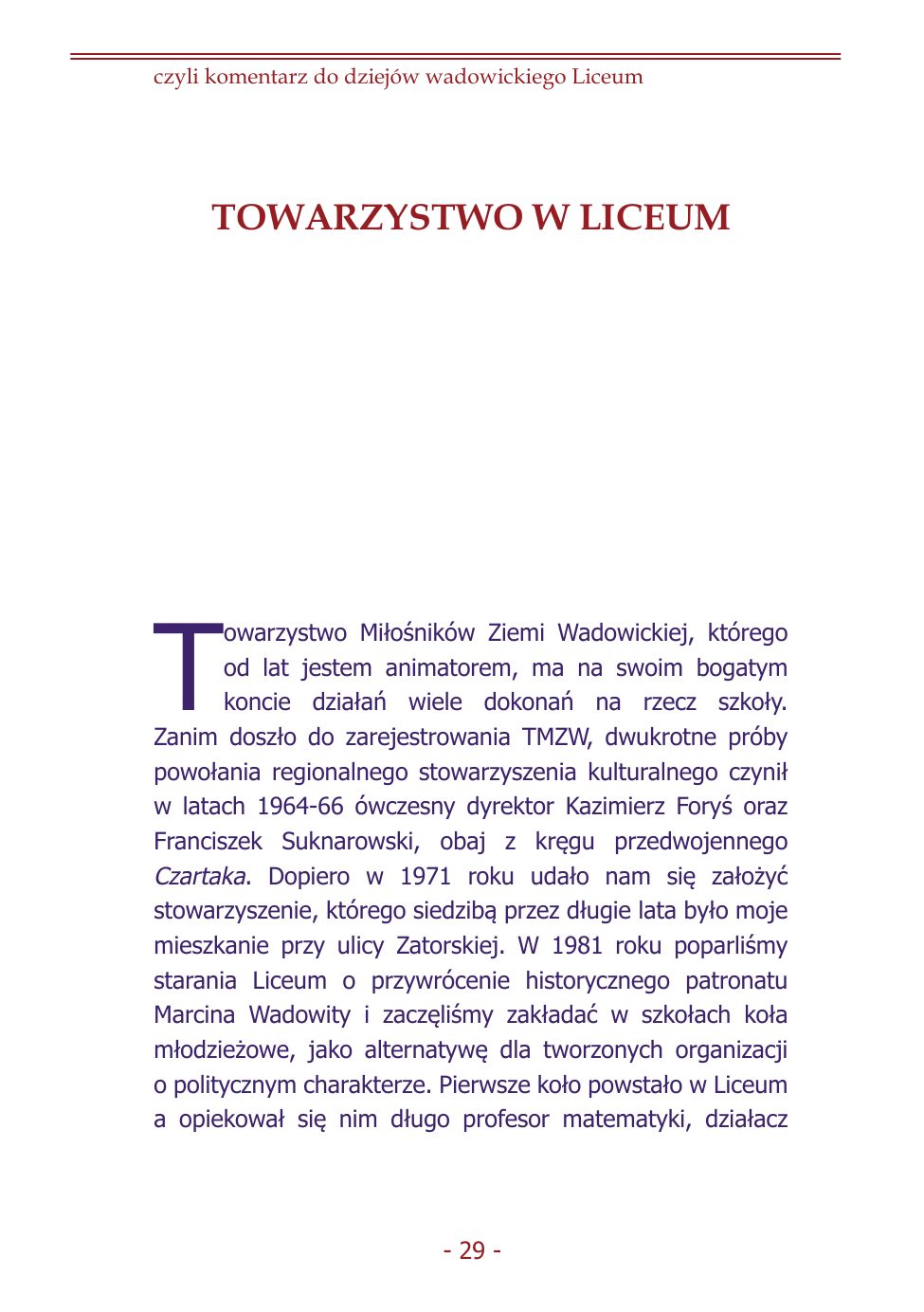 Z.Jurczak. Komentarz do dziejow szkoly. — strona 27