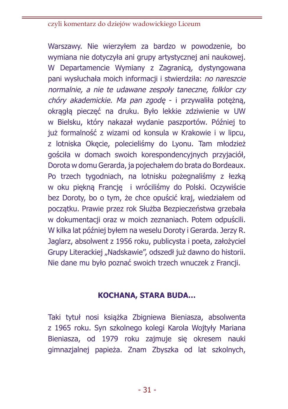 Z.Jurczak. Komentarz do dziejow szkoly. — strona 29