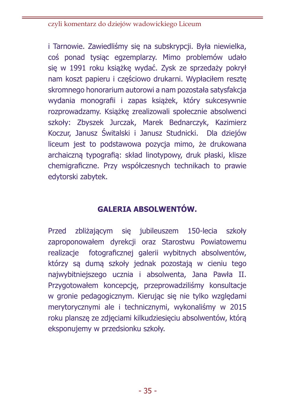 Z.Jurczak. Komentarz do dziejow szkoly. — strona 33
