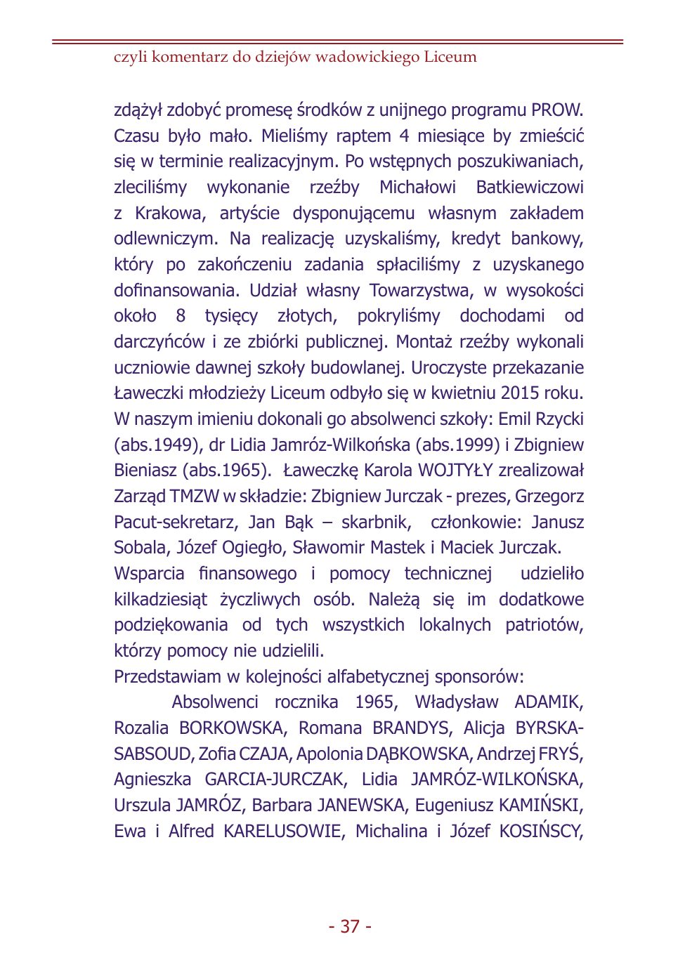 Z.Jurczak. Komentarz do dziejow szkoly. — strona 35