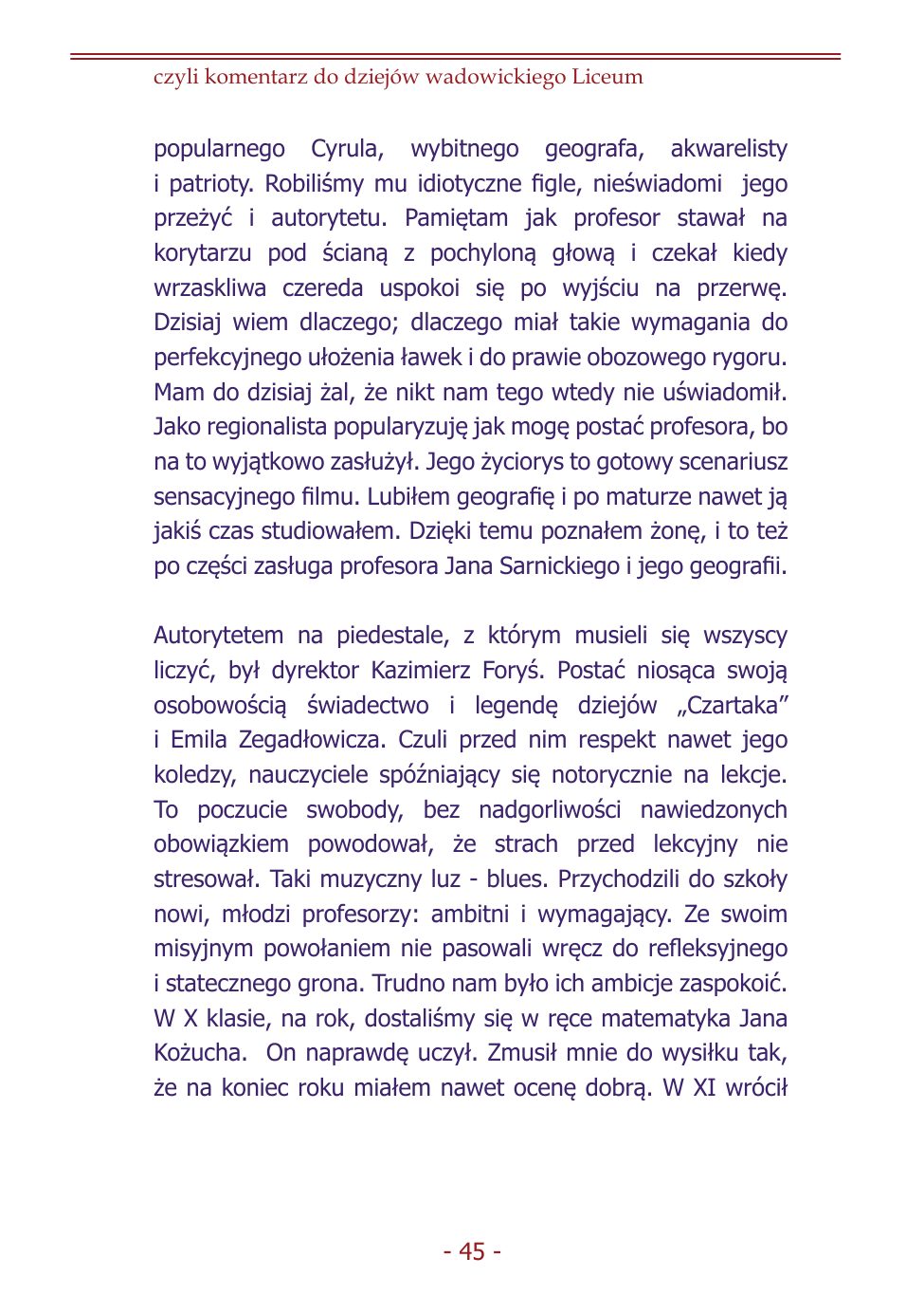 Z.Jurczak. Komentarz do dziejow szkoly. — strona 43