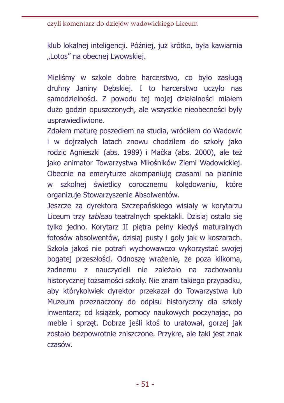 Z.Jurczak. Komentarz do dziejow szkoly. — strona 49