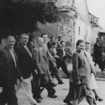 Obchody pierwszomajowe w 1953 roku. Ulica Lwowska0