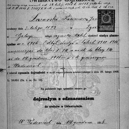 Świadectwo Łazarski